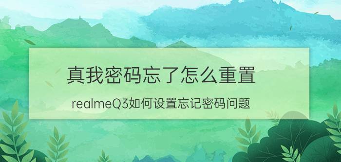 真我密码忘了怎么重置 realmeQ3如何设置忘记密码问题？